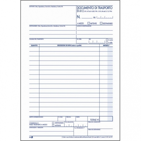 DOCUMENTO DI TRASPORTO 2 COPIE 15X22,5 BM MOD. 270.2