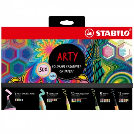 SET CREATIVE PASTEL ARTY SCATOLA IN CARTONE DA 50 PEZZI STABILO